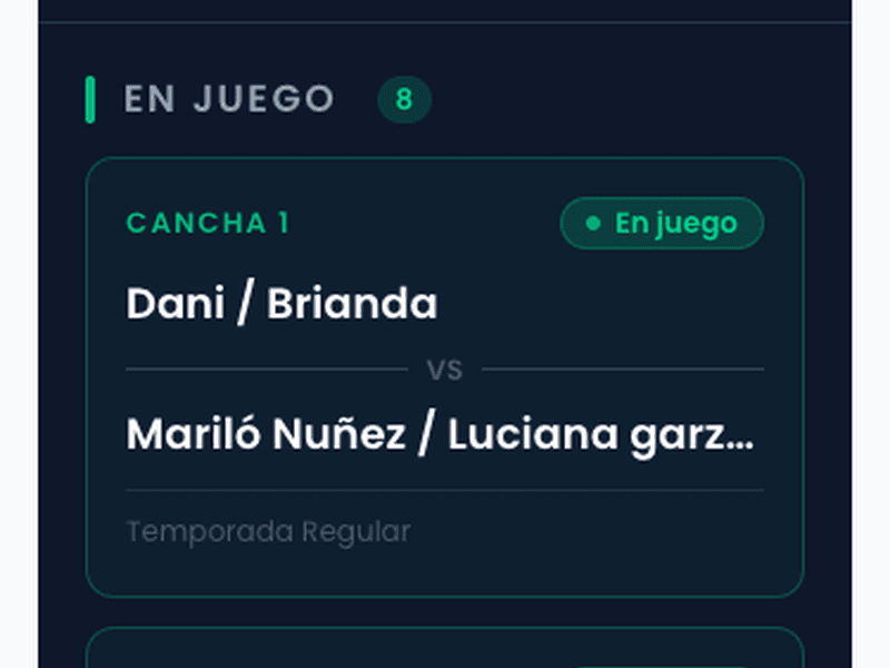 Cancha en juego — partido en vivo con equipos reales